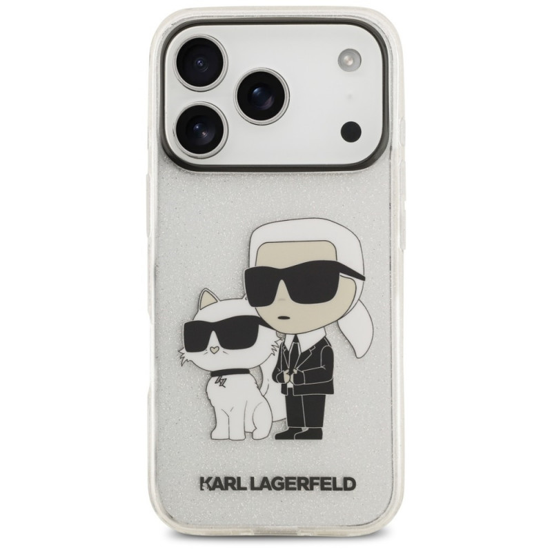 Custodia Karl Lagerfeld IML NFT Glitter Karl&Choupette KF003400 per Apple iPhone 18 Pro Max / 17 Pro Max, trasparente
