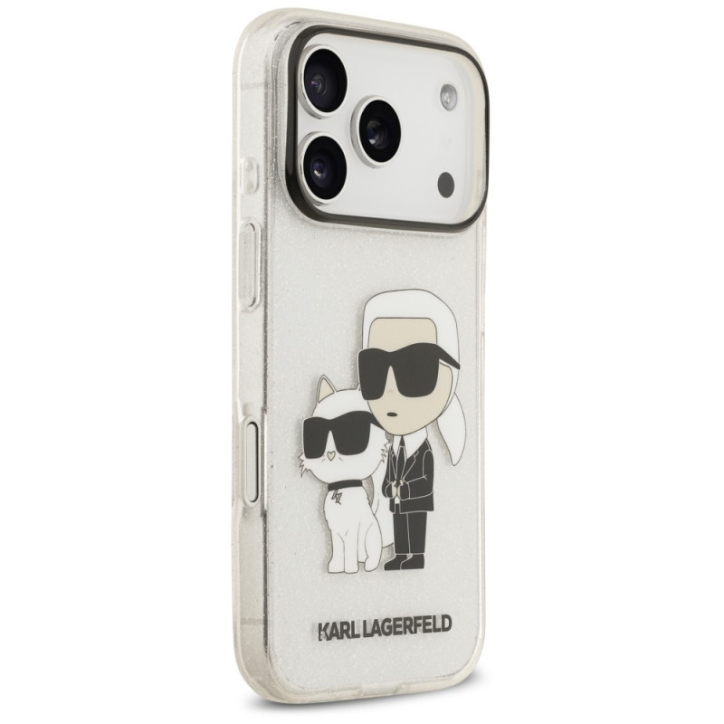 Custodia Karl Lagerfeld IML NFT Glitter Karl&Choupette KF003400 per Apple iPhone 18 Pro Max / 17 Pro Max, trasparente
