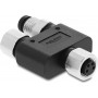 Delock 60861 sdoppiatore a Y M8 con codifica A a 4 pin, 1 x femmina a 1 x femmina e 1 x maschio
