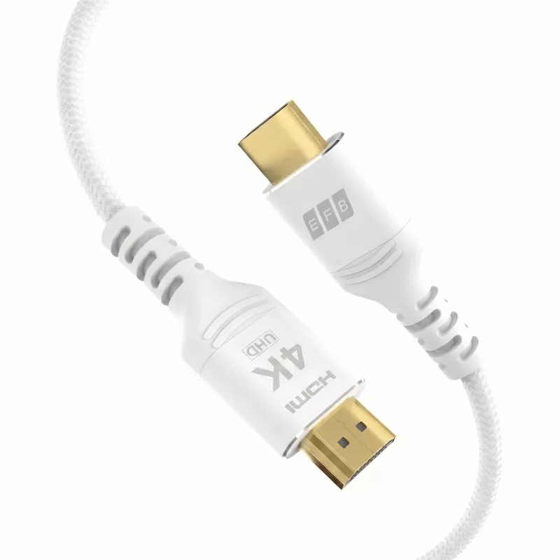 EFB Elektronik HDMI-20-00011 Cavo HDMI High Speed con Ethernet, 4K60Hz, 18 Gbit/s, 0.5 m, bianco, compatibile con HDMI 2.0