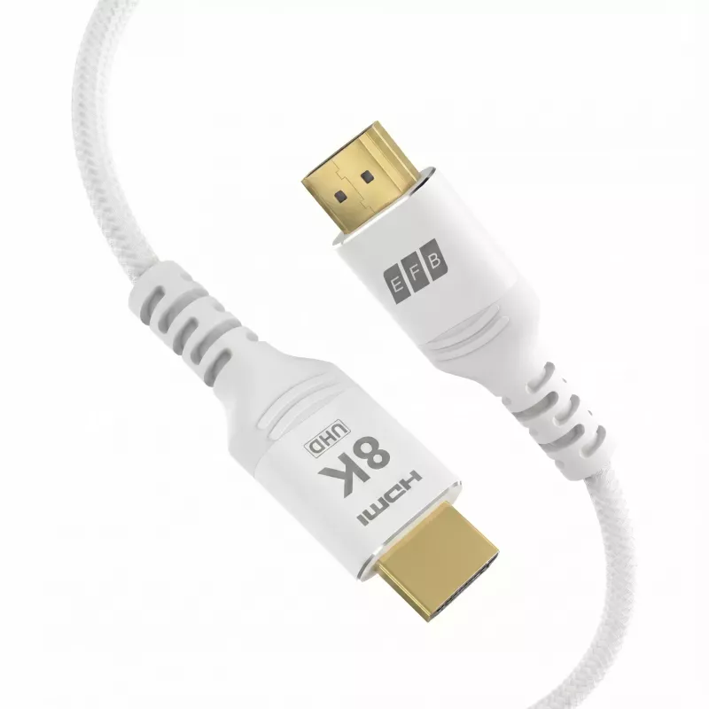 EFB Elektronik HDMI-21-00013 Cavo HDMI Ultra High Speed, 8K60Hz, 48 Gbit/s, 5 m, bianco, compatibile con HDMI 2.1/2.0