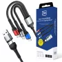 3MK Hyper Cable N-SERIES 6in1 USB-C / USB-A a USB-C / MicroUSB / Lightning, cavo QC 3.0, 18 W (9 V / 2 A), 1.2 m, nero