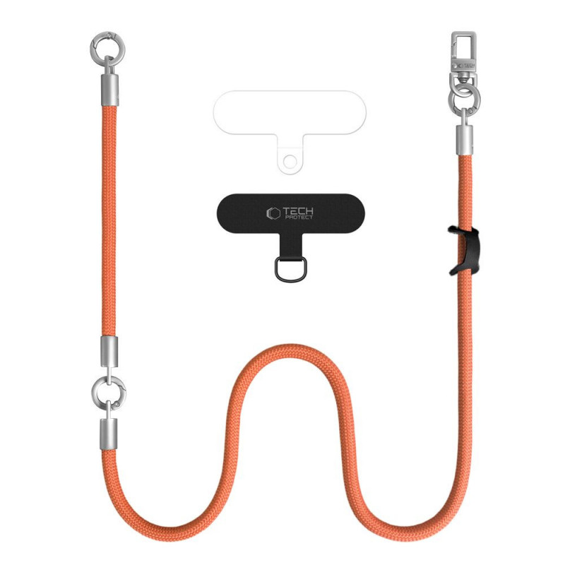 Tech-Protect C10S Rope Crossbody & Wrist set di tracolla e cinturino da polso per telefono, arancione/titanio