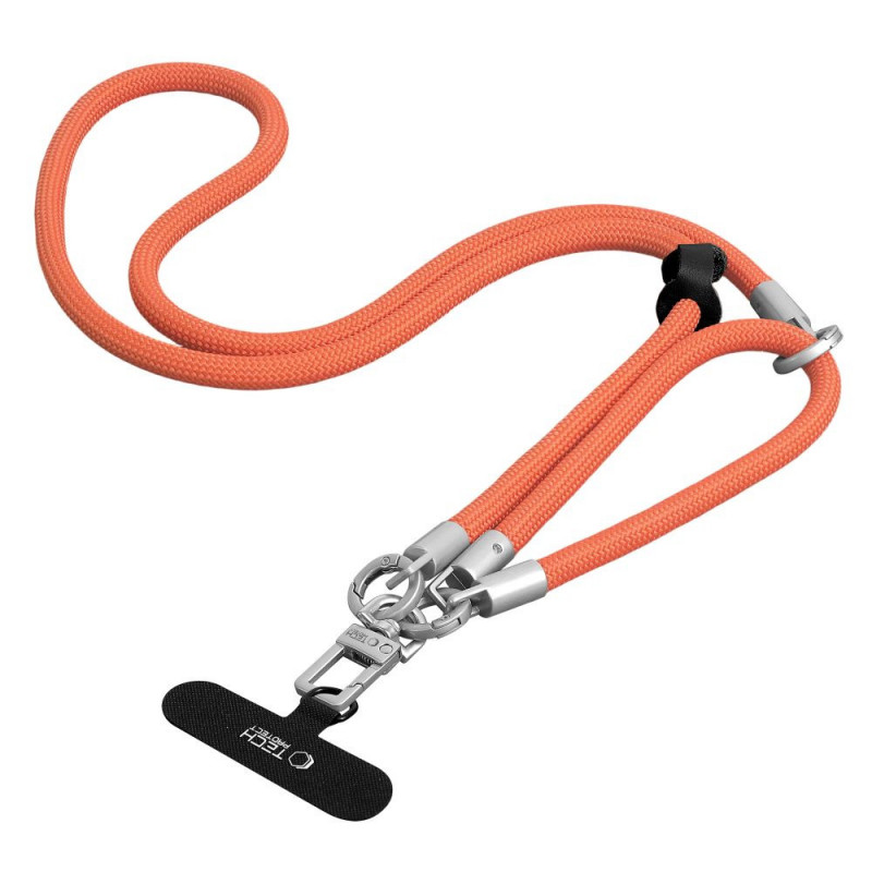 Tech-Protect C10S Rope Crossbody & Wrist set di tracolla e cinturino da polso per telefono, arancione/titanio