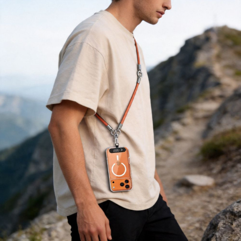 Tech-Protect C10S Rope Crossbody & Wrist set di tracolla e cinturino da polso per telefono, arancione/titanio