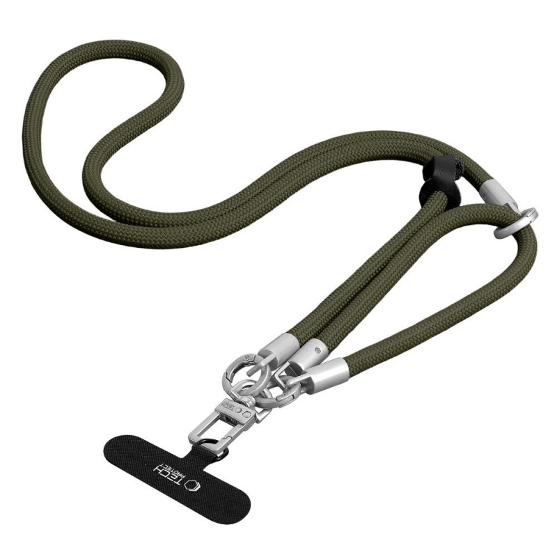 Tech-Protect C10S Rope Crossbody & Wrist set di tracolla e cinturino da polso per telefono, verde oliva/titanio