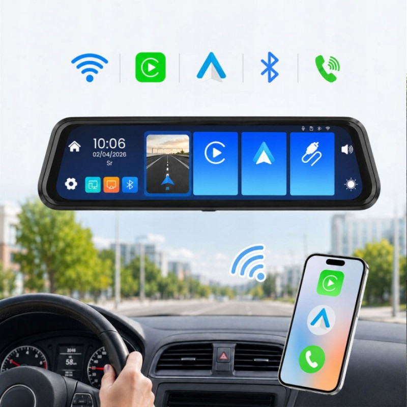 ORLLO Autoplay PRO 4K telecamera per auto anteriore e posteriore, GPS, Wi-Fi
