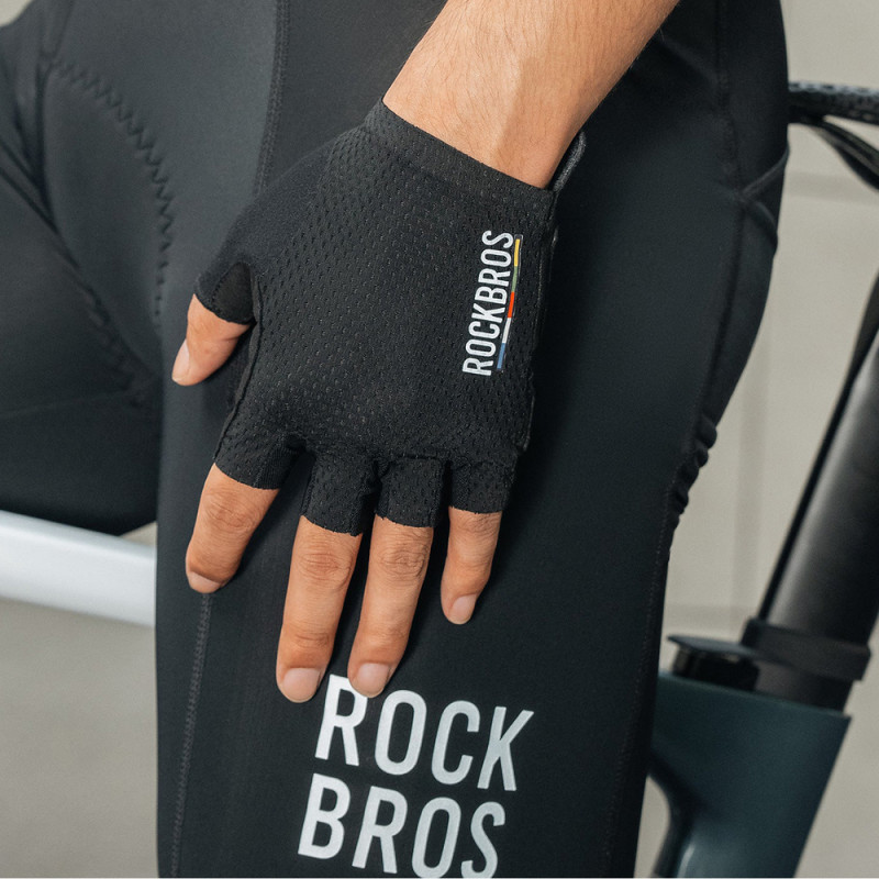 Rockbros TLS004 ROAD TO SKY guanti da ciclismo corti ammortizzanti L, neri