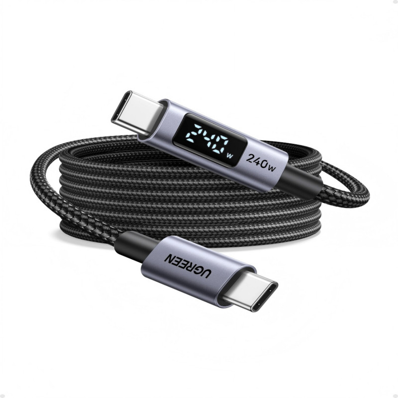 Ugreen L530 cavo da USB-C a USB-C, PD 240 W, 480 Mbps, con display, 2 m, nero