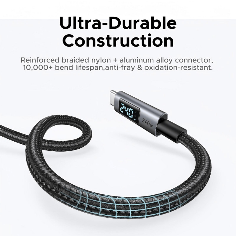 Ugreen L530 cavo da USB-C a USB-C, PD 240 W, 480 Mbps, con display, 2 m, nero