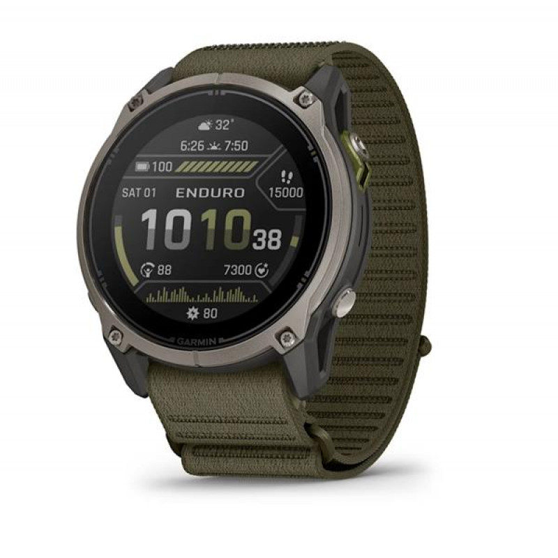 Smartwatch GPS Garmin Enduro 4 con cinturino in tessuto ComfortFit verde oliva scuro (010-04799-01)