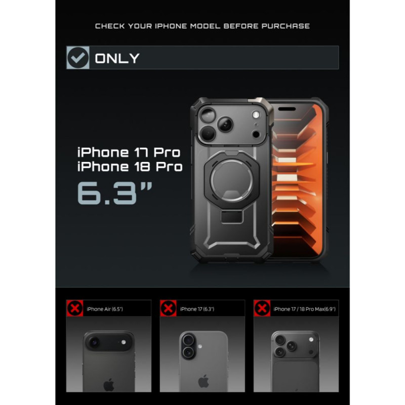Custodia Supcase UB Grip Mag MagSafe per Apple iPhone 17 Pro / 18 Pro, nera
