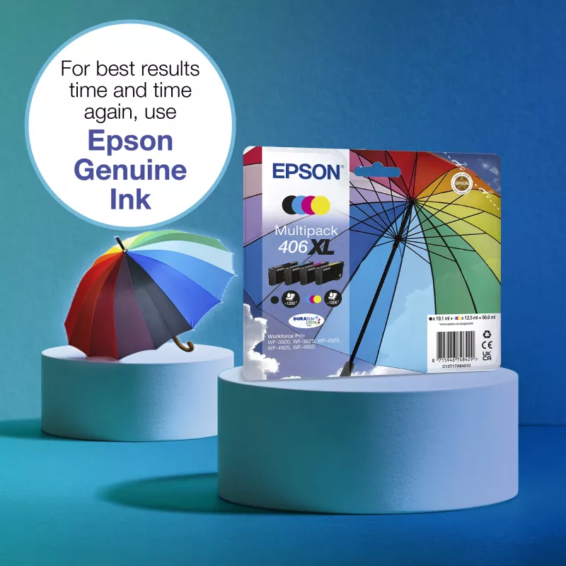 Epson 406XL Umbrella DURABrite Ultra multipack EasyMail confezione da 4, XL (C13T17H64510)