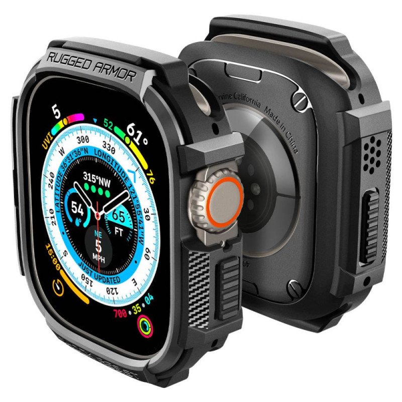 Spigen custodia Rugged Armor per Apple Watch Ultra 49 mm, nera opaca