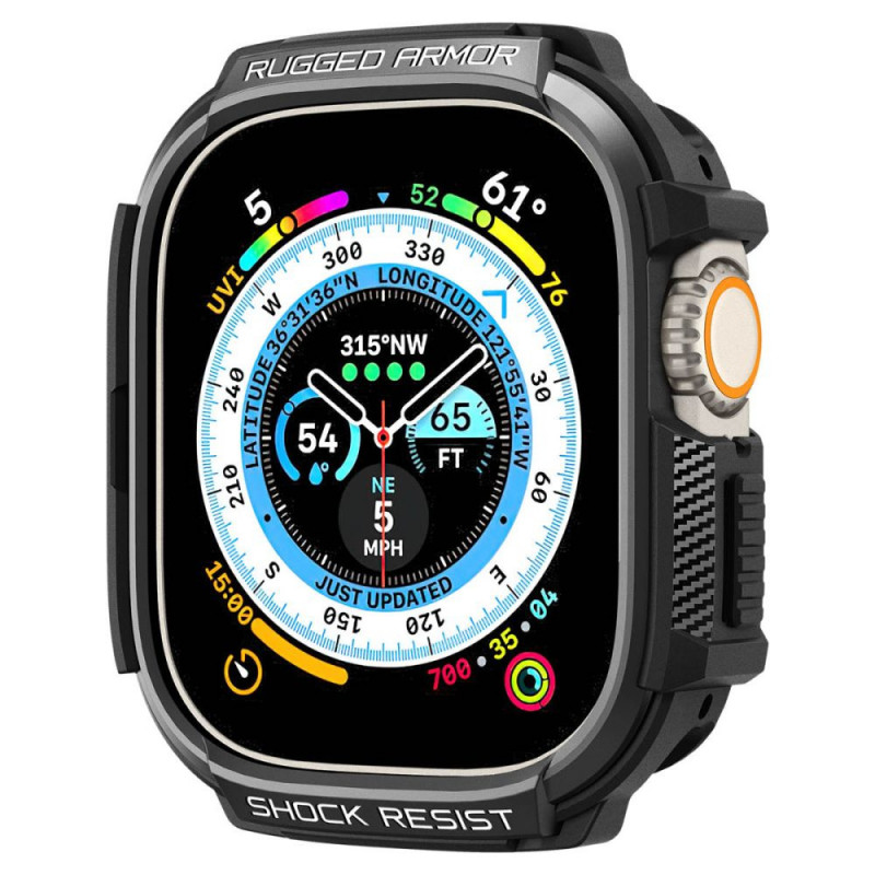 Spigen custodia Rugged Armor per Apple Watch Ultra 49 mm, nera opaca