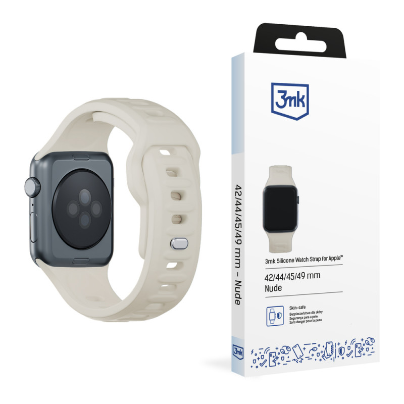 3mk Cinturino in silicone per Apple Watch 42/44/45/49 mm, beige