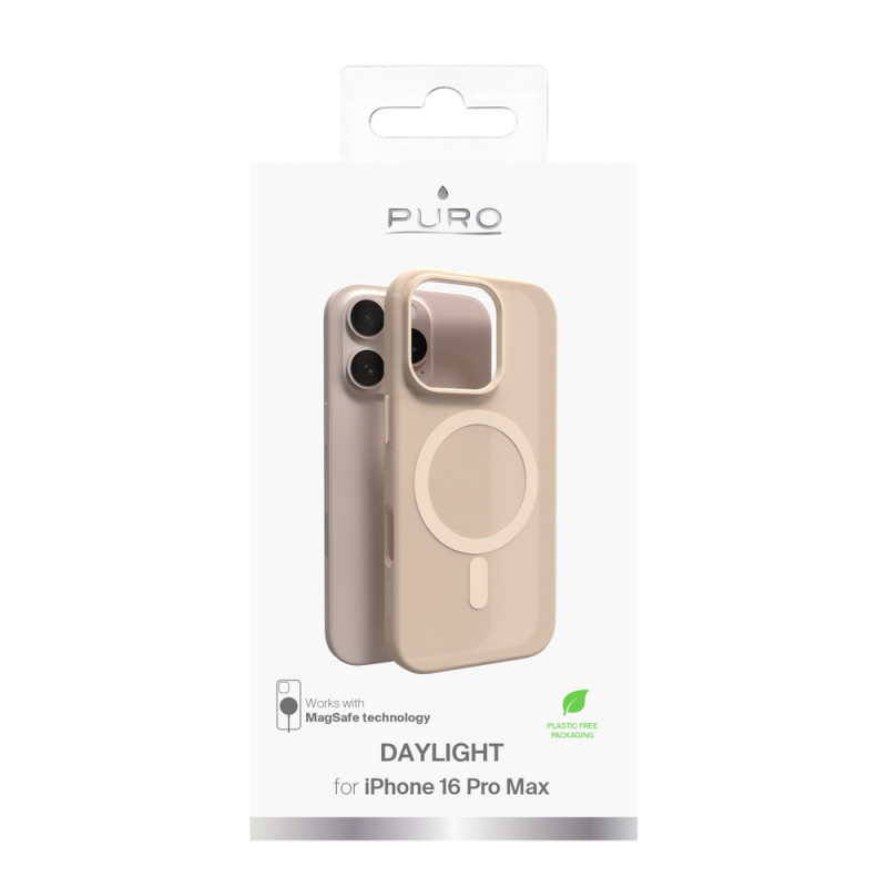 Puro Daylight custodia in silicone MagSafe per iPhone 16 Pro Max, beige