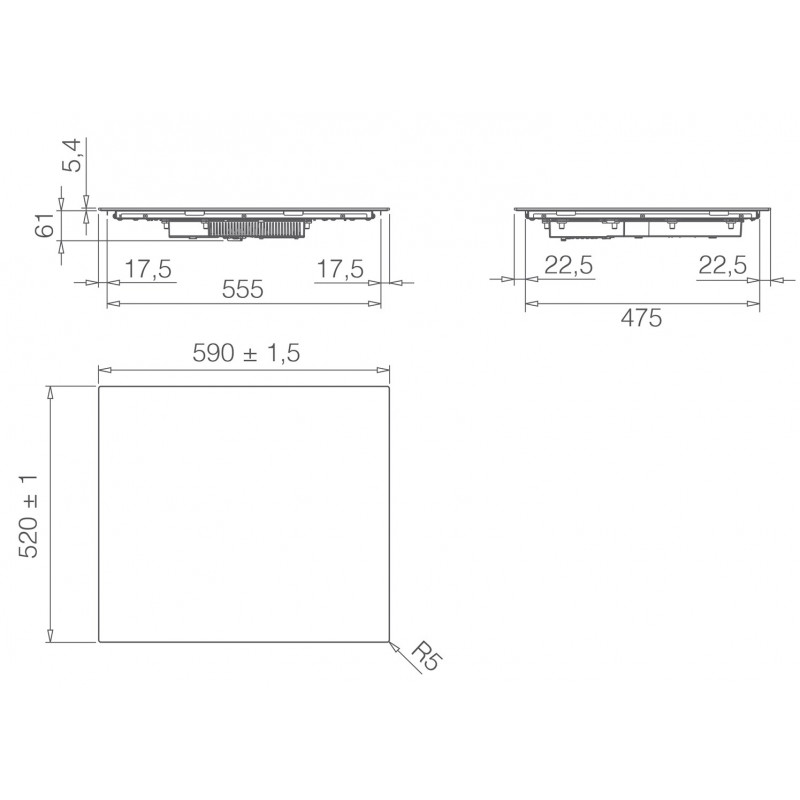 Piano cottura a induzione da incasso Elica Primis 604 Plus PRF0199861, 60 cm, 4 zone, nero