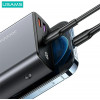 Power bank USAMS PB59 US-CD165 30000 mAh, 65 W, 2x QC3.0 + PD, nero, con cavo USB-C a USB-C