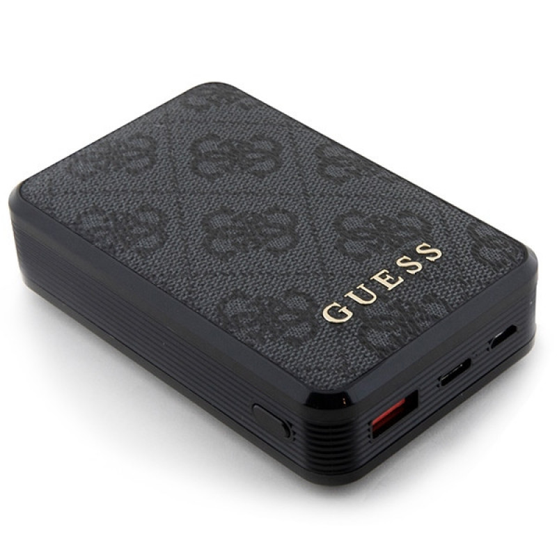 Guess GUPB10DP4GEGK Power Bank 10000 mAh, 18 W, 4G Leather Metal Logo, nero