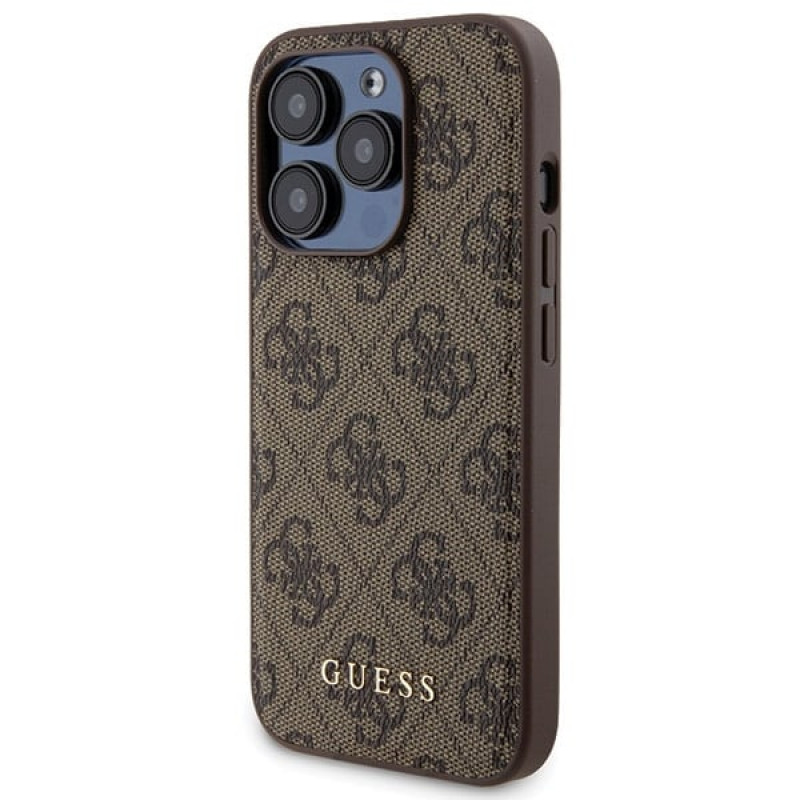 Custodia rigida Guess GUBPM5P15X4GEMGW per Apple iPhone 15 Pro Max + power bank MagSafe 5000 mAh, 4G Metal Logo, marrone