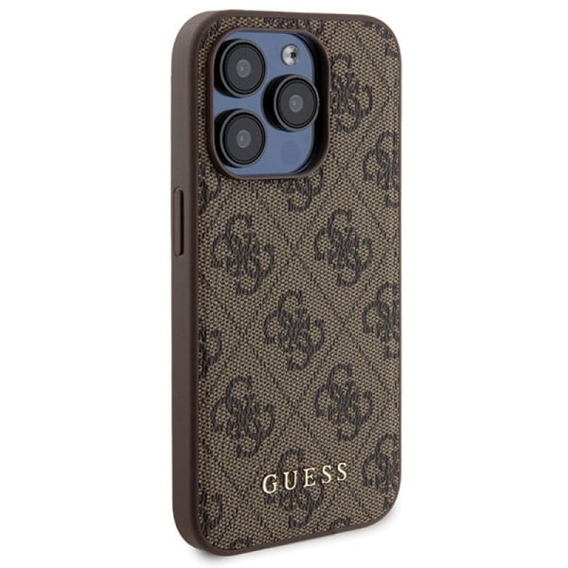 Custodia rigida Guess GUBPM5P15X4GEMGW per Apple iPhone 15 Pro Max + power bank MagSafe 5000 mAh, 4G Metal Logo, marrone