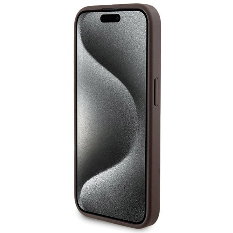 Custodia rigida Guess GUBPM5P15X4GEMGW per Apple iPhone 15 Pro Max + power bank MagSafe 5000 mAh, 4G Metal Logo, marrone