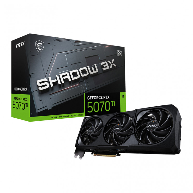 Scheda grafica MSI GeForce RTX 5070 Ti 16G Shadow 3X OC, 16 GB GDDR7, 3 ventole