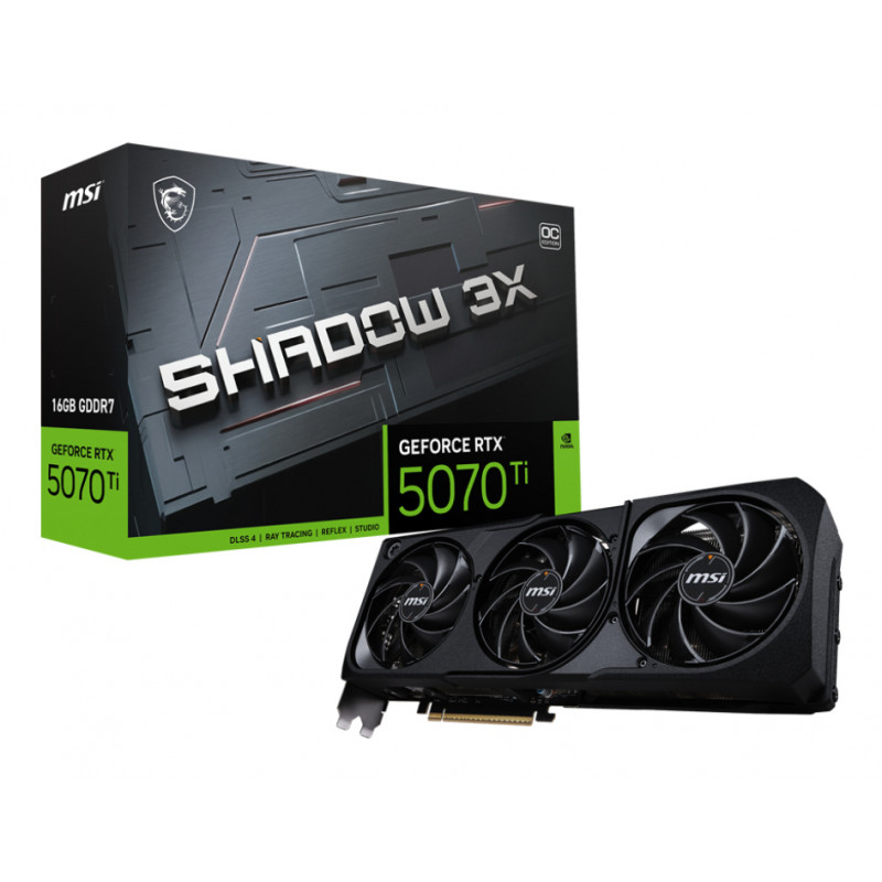 Scheda grafica MSI GeForce RTX 5070 Ti 16G Shadow 3X OC, 16 GB GDDR7, 3 ventole