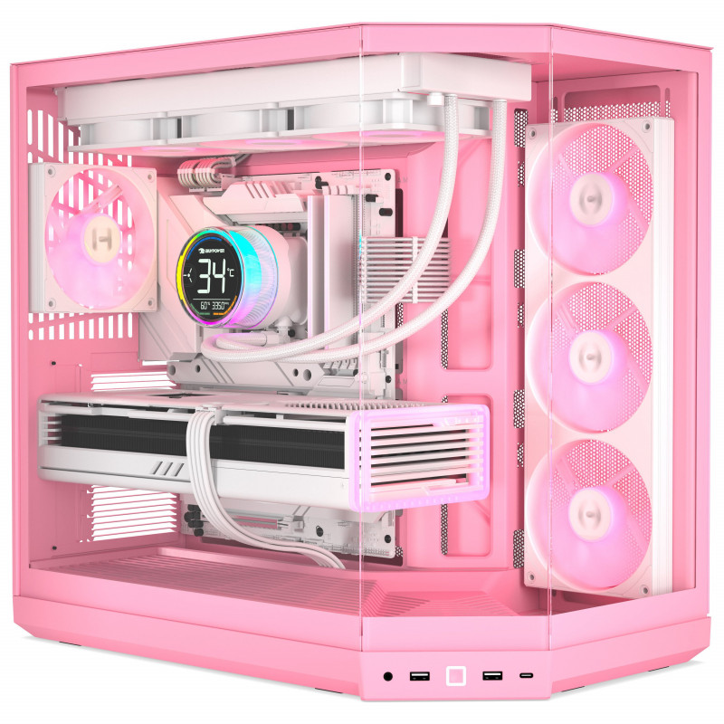 Case per PC HYTE Y50 Strawberry Milk, rosa chiaro, vetro temperato x 3