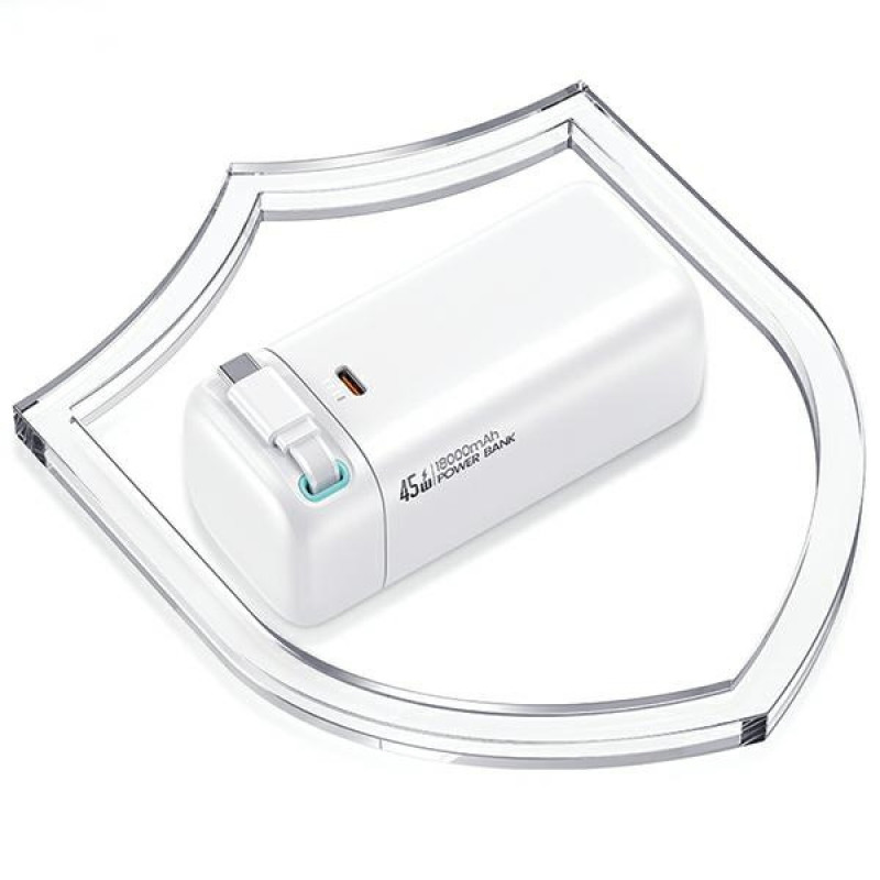 Powerbank USAMS US-CD216 serie XMF 18000 mAh, ricarica rapida PD 45W, con cavo USB-C, nero
