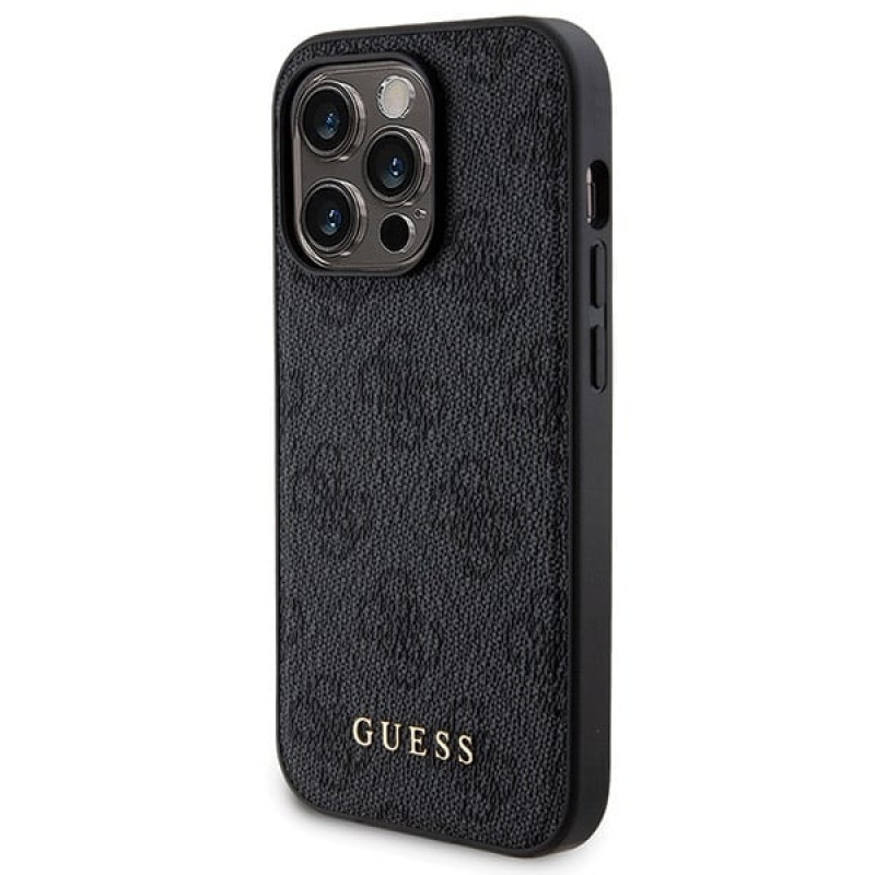 Bundle custodia rigida per Apple iPhone 14 Pro + powerbank MagSafe da 5000 mAh Guess GUBPM5P14L4GEMGK, 4G Metal Logo, nero
