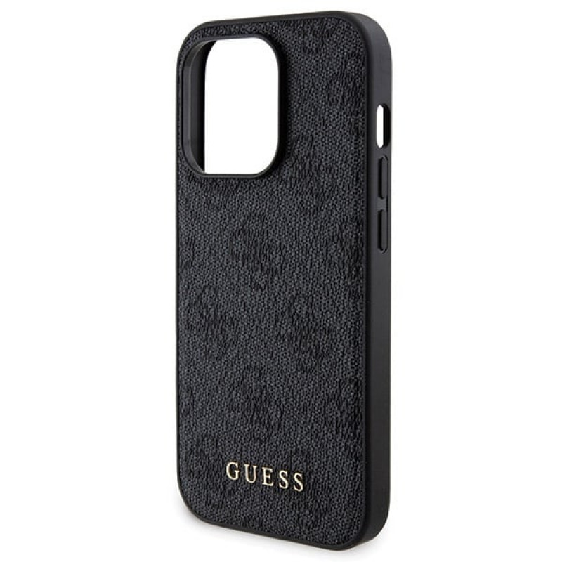 Bundle custodia rigida per Apple iPhone 14 Pro + powerbank MagSafe da 5000 mAh Guess GUBPM5P14L4GEMGK, 4G Metal Logo, nero