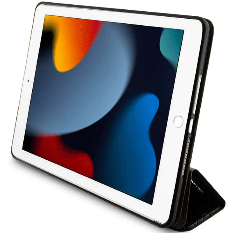 Karl Lagerfeld KLFC10SAKHPKK Saffiano Monogram Ikonik custodia a libro per Apple iPad 10.2 (7ª, 8ª, 9ª gen), nera