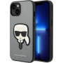 Karl Lagerfeld KLHCP14SSAPKHG Custodia rigida per Apple iPhone 14, Saffiano Karl's Head Patch, argento