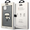 Karl Lagerfeld KLHCP14SSAPKHG Custodia rigida per Apple iPhone 14, Saffiano Karl's Head Patch, argento