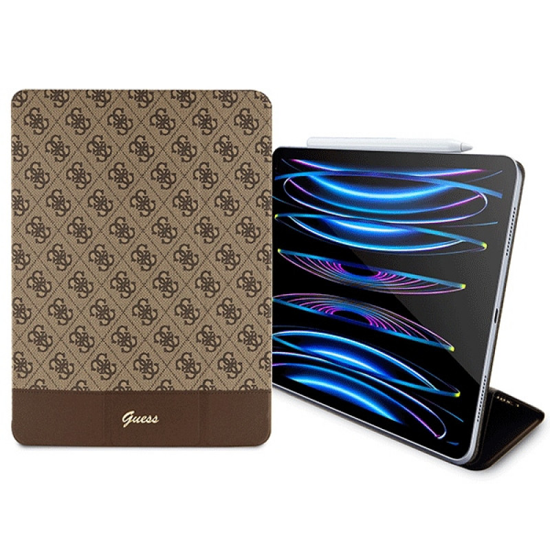 Custodia Guess GUFCP12PS4SGW per Apple iPad Pro 12.9 (2020/2021/2022, 4ª/5ª/6ª gen), 4G Stripe Allover, marrone