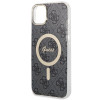 Guess GUBPP14SH4EACSK Custodia rigida per Apple iPhone 14 + caricatore wireless, 4G Print, MagSafe, nera