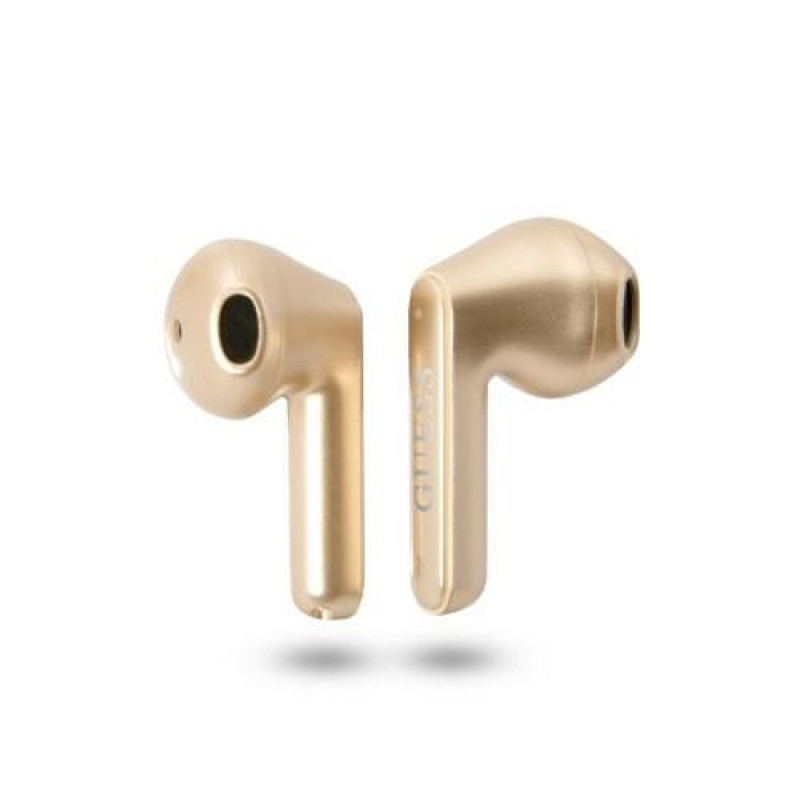 Cuffie wireless TWS in-ear Guess GUTWST82TRD con docking station, Triangle Logo, Bluetooth 5.0, oro