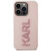 Karl Lagerfeld KLHCP15X3DMBKCP Custodia rigida per Apple iPhone 15 Pro Max, 3D Rubber Glitter Logo, rosa