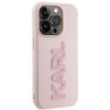 Karl Lagerfeld KLHCP15X3DMBKCP Custodia rigida per Apple iPhone 15 Pro Max, 3D Rubber Glitter Logo, rosa