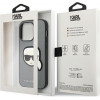 Karl Lagerfeld KLHCP14LSAPKHG Custodia rigida per Apple iPhone 14 Pro, Saffiano Karl's Head Patch, argento