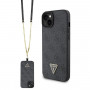 Guess GUHCP15MP4TDSCPK Custodia rigida Apple iPhone 15 Plus / 14 Plus, Crossbody 4G Metal Logo, nera