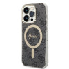Custodia + caricatore wireless Guess GUBPP14XH4EACSK per Apple iPhone 14 Pro Max nera, hardcase, 4G Print, MagSafe