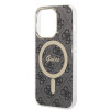 Custodia + caricatore wireless Guess GUBPP14XH4EACSK per Apple iPhone 14 Pro Max nera, hardcase, 4G Print, MagSafe