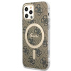 Guess GUBPP12MH4EACSW Custodia + Caricatore Wireless Apple iPhone 12 / iPhone 12 Pro Marrone Hardcase, 4G Print, MagSafe
