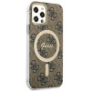 Guess GUBPP12MH4EACSW Custodia + Caricatore Wireless Apple iPhone 12 / iPhone 12 Pro Marrone Hardcase, 4G Print, MagSafe