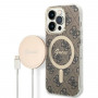 Guess GUBPP14XH4EACSW Custodia + Caricatore wireless Apple iPhone 14 Pro Max marrone hardcase, 4G Print, MagSafe