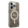 Guess GUBPP14XH4EACSW Custodia + Caricatore wireless Apple iPhone 14 Pro Max marrone hardcase, 4G Print, MagSafe