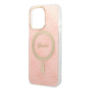 Guess GUBPP13LH4EACSP Custodia + Caricatore wireless Apple iPhone 13 Pro rosa hardcase, 4G Print, MagSafe
